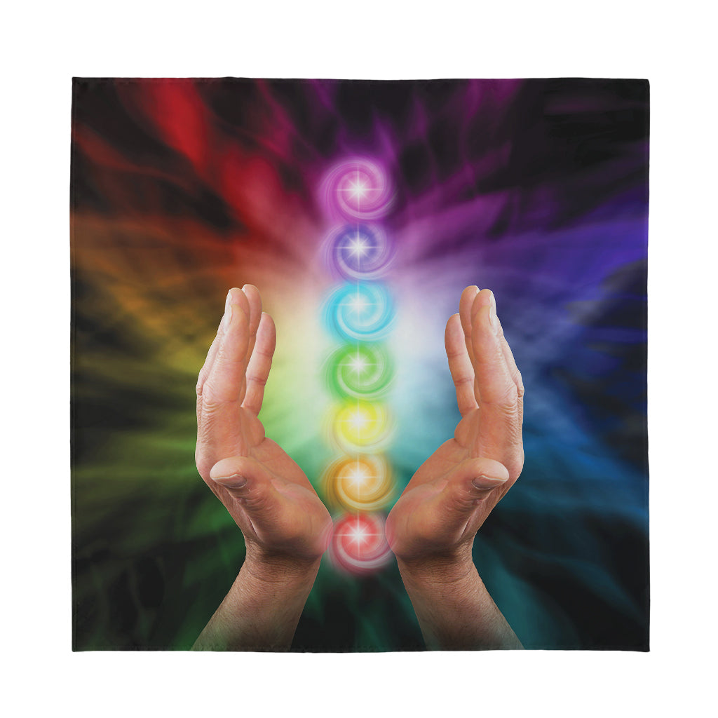Seven Chakras Energy Print Silk Bandana
