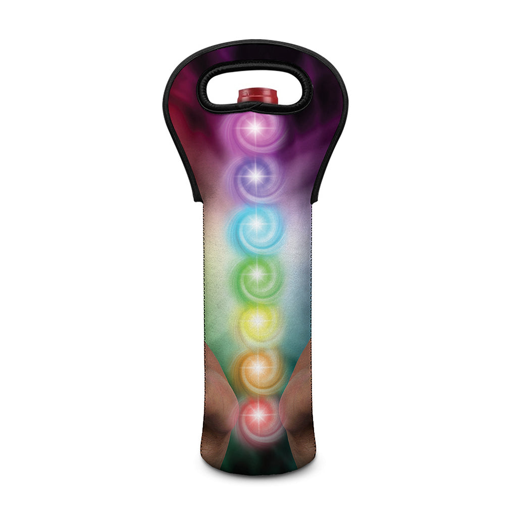 Seven Chakras Energy Print Single Neoprene Wine Tote