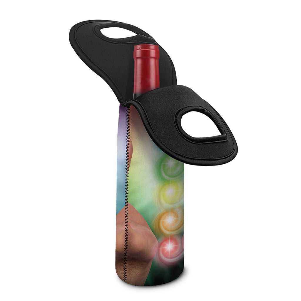 Seven Chakras Energy Print Single Neoprene Wine Tote