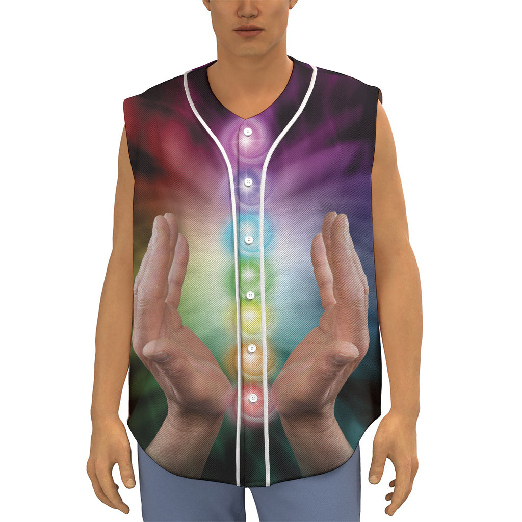 Seven Chakras Energy Print Sleeveless Baseball Jersey