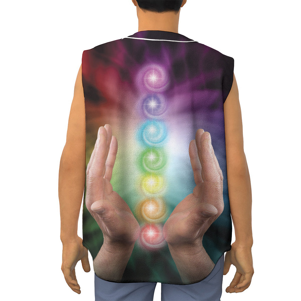 Seven Chakras Energy Print Sleeveless Baseball Jersey