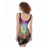 Seven Chakras Energy Print Sleeveless Bodycon Dress