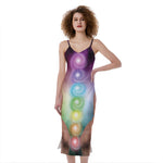 Seven Chakras Energy Print Slim Fit Midi Cami Dress