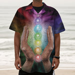 Seven Chakras Energy Print Textured Short Sleeve Shirt