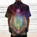 Seven Chakras Energy Print Textured Short Sleeve Shirt