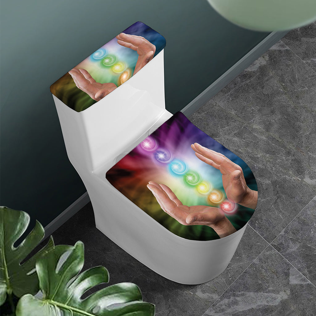 Seven Chakras Energy Print Toilet Lid And Tank Cover Set