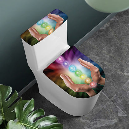 Seven Chakras Energy Print Toilet Lid And Tank Cover Set