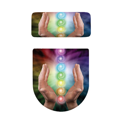 Seven Chakras Energy Print Toilet Lid And Tank Cover Set