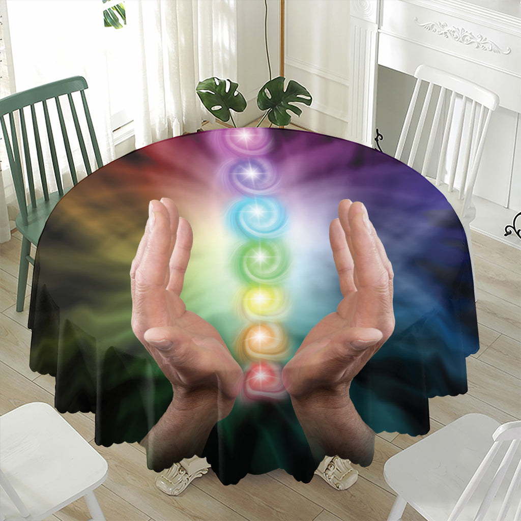 Seven Chakras Energy Print Waterproof Round Tablecloth