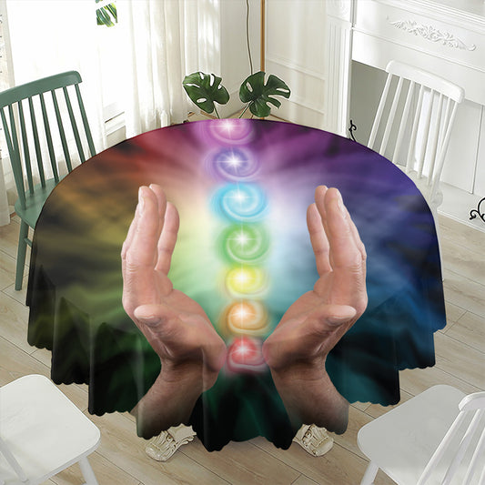 Seven Chakras Energy Print Waterproof Round Tablecloth