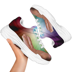 Seven Chakras Energy Print White Chunky Shoes