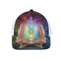 Seven Chakras Energy Print White Mesh Trucker Hat