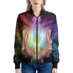 Seven Chakras Energy Print Women's Bomber Jacket