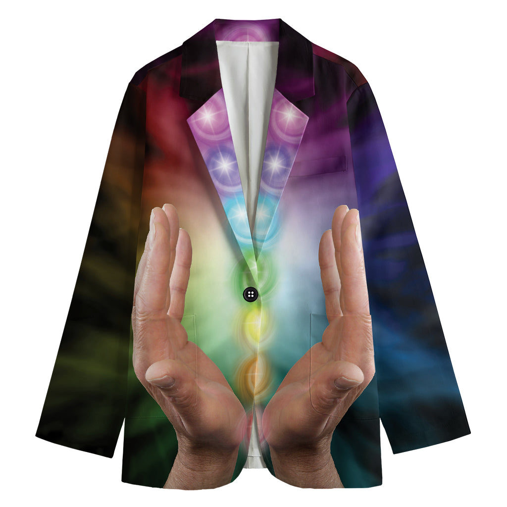 Seven Chakras Energy Print Women's Cotton Blazer