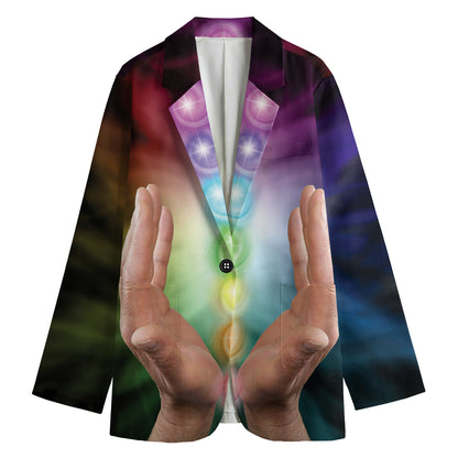 Seven Chakras Energy Print Women's Cotton Blazer