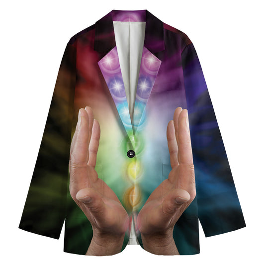 Seven Chakras Energy Print Women's Cotton Blazer