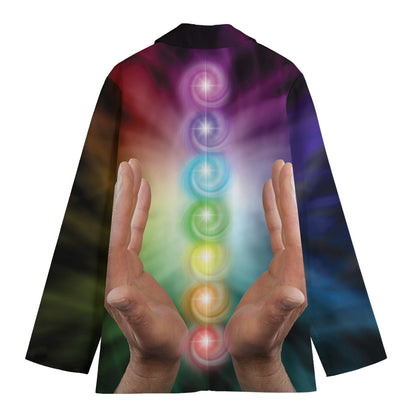 Seven Chakras Energy Print Women's Cotton Blazer