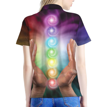 Seven Chakras Energy Print Women's Polo Shirt