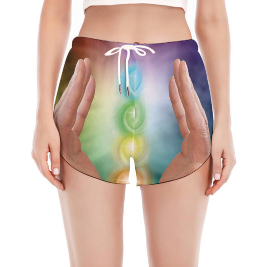 Seven Chakras Energy Print Women's Split Running Shorts
