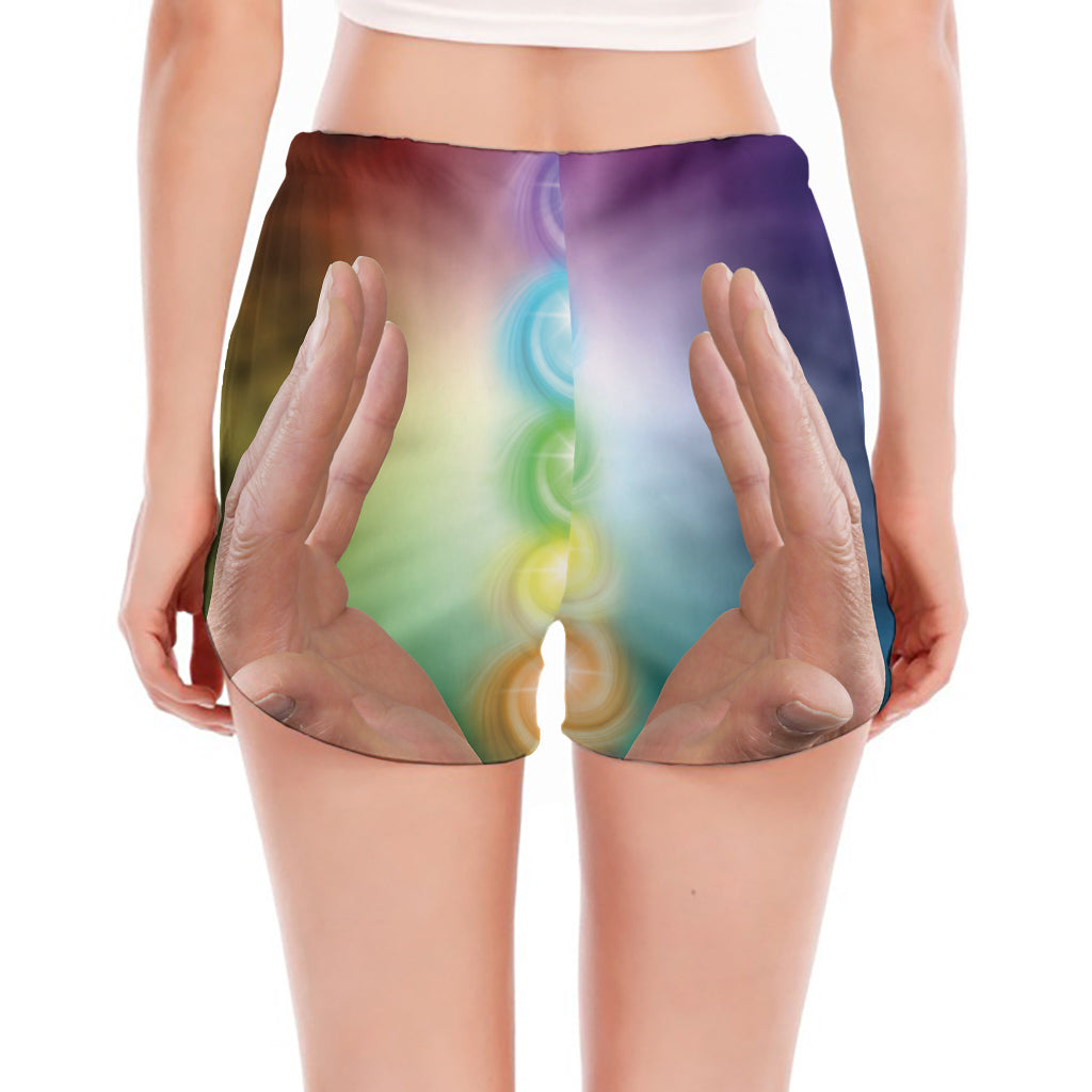 Seven Chakras Energy Print Women's Split Running Shorts