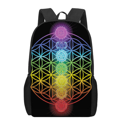 Seven Chakras Flower Of Life Print 17 Inch Backpack
