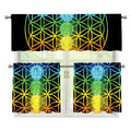 Seven Chakras Flower Of Life Print 3 Piece Kitchen Curtains