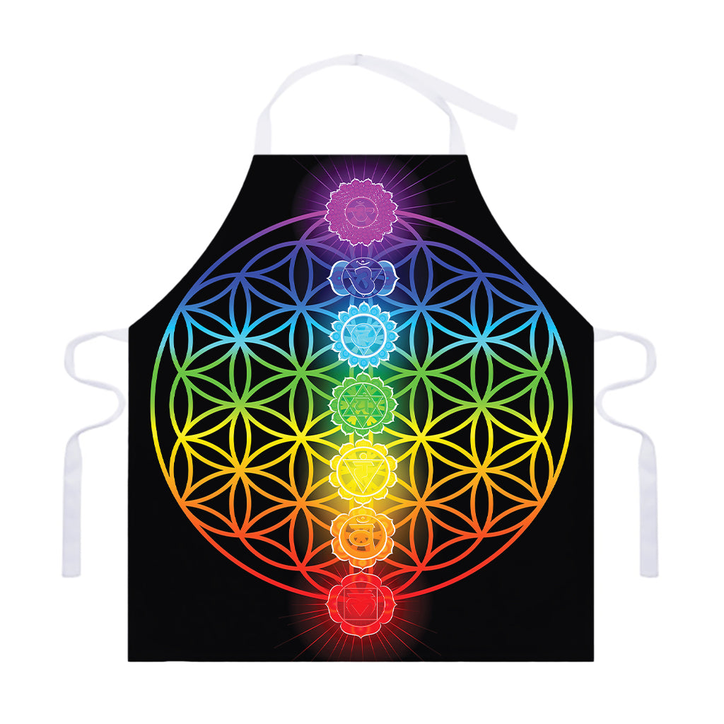 Seven Chakras Flower Of Life Print Adjustable Apron