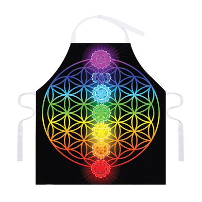 Seven Chakras Flower Of Life Print Adjustable Apron