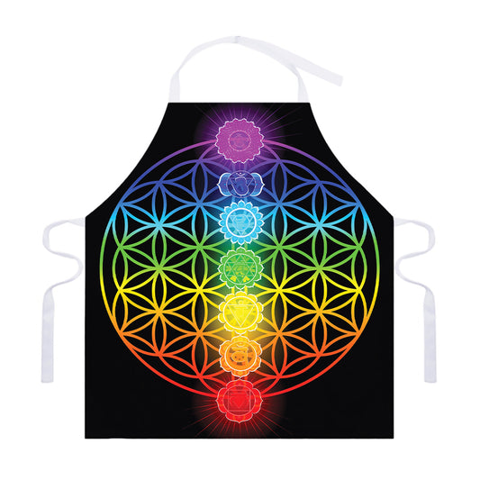 Seven Chakras Flower Of Life Print Adjustable Apron