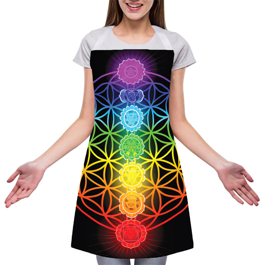 Seven Chakras Flower Of Life Print Adjustable Apron