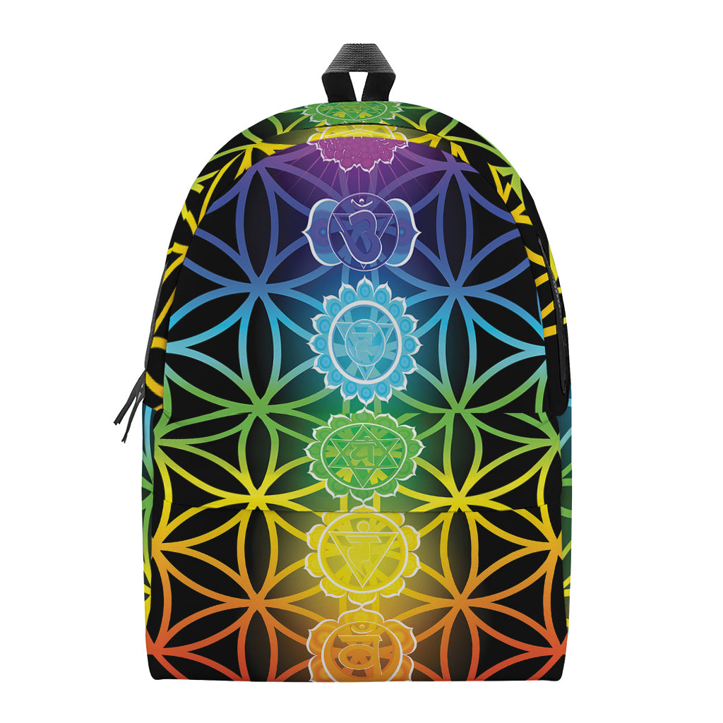 Seven Chakras Flower Of Life Print Backpack