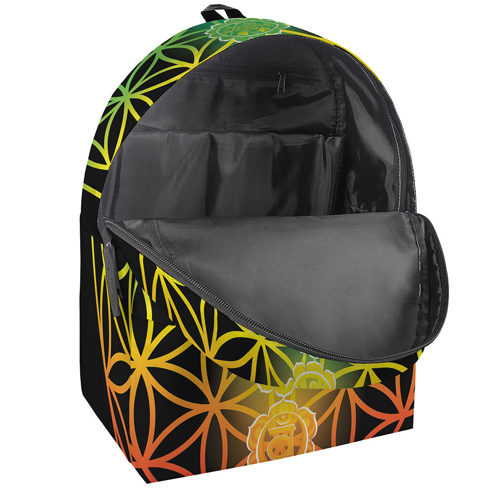 Seven Chakras Flower Of Life Print Backpack