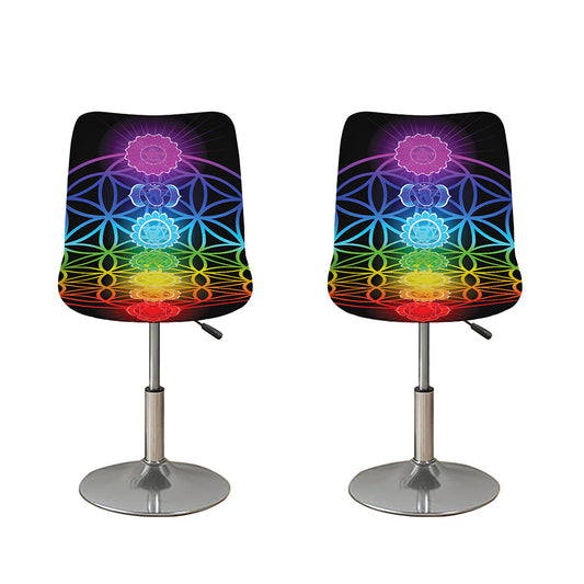 Seven Chakras Flower Of Life Print Bar Stool Covers