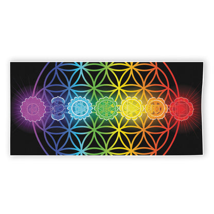 Seven Chakras Flower Of Life Print Beach Towel