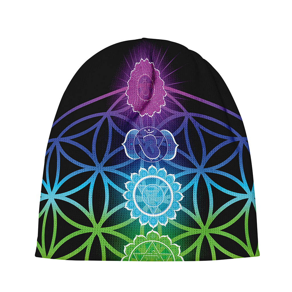 Seven Chakras Flower Of Life Print Beanie