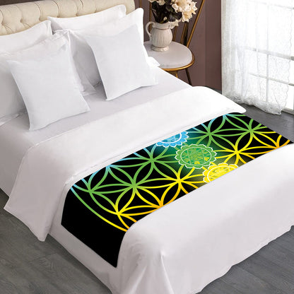 Seven Chakras Flower Of Life Print Bed Runner