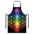 Seven Chakras Flower Of Life Print Bib Apron With Pocket