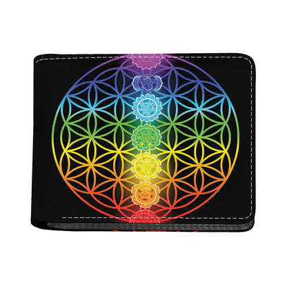 Seven Chakras Flower Of Life Print Bifold Wallet