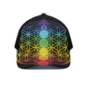 Seven Chakras Flower Of Life Print Black Mesh Trucker Hat