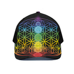 Seven Chakras Flower Of Life Print Black Mesh Trucker Cap