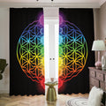 Seven Chakras Flower Of Life Print Dimout Pencil Pleat Curtains