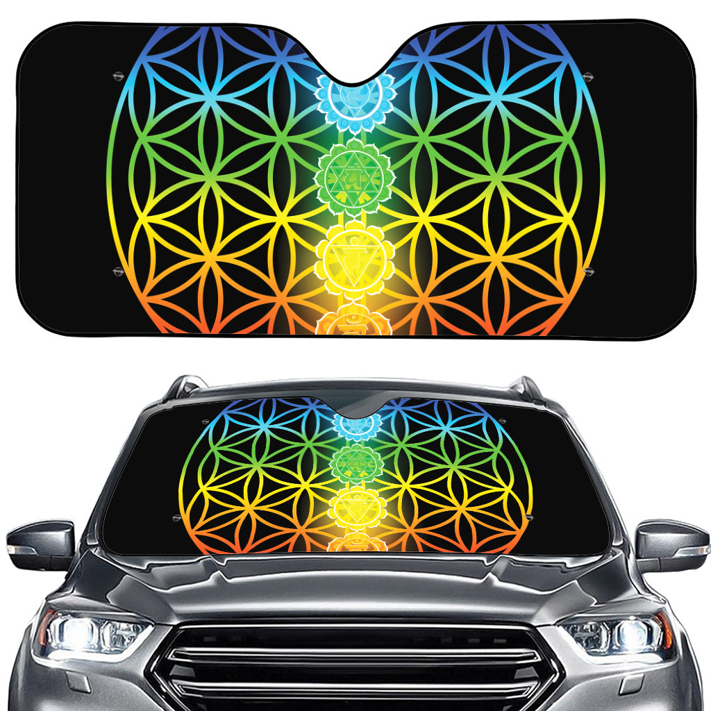 Seven Chakras Flower Of Life Print Car Windshield Sun Shade