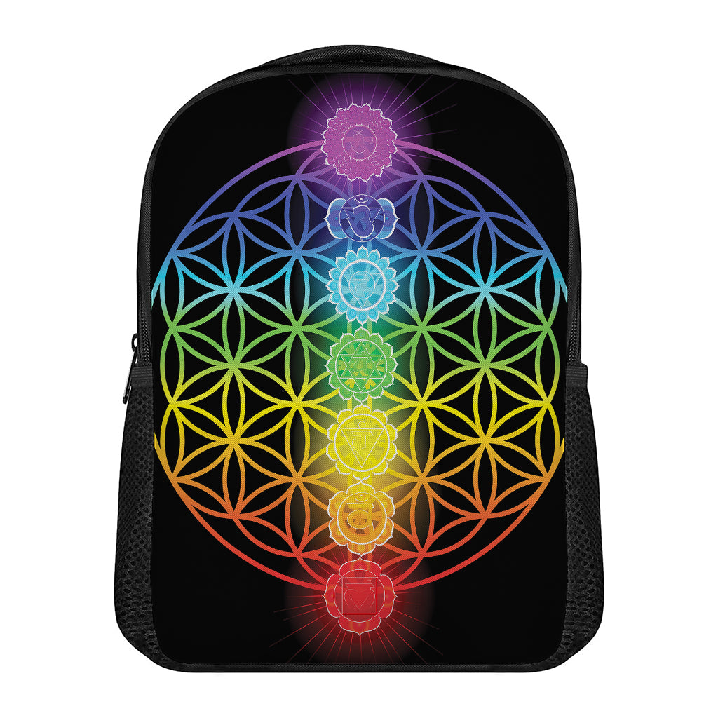 Seven Chakras Flower Of Life Print Casual Backpack