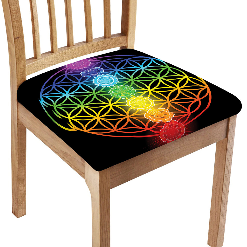 Seven Chakras Flower Of Life Print Chair Cushion Cover