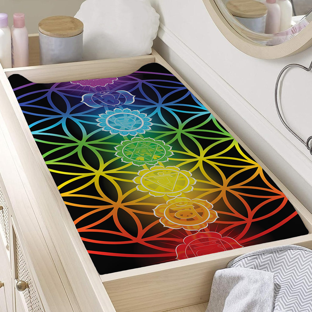 Seven Chakras Flower Of Life Print Changing Pad Cover