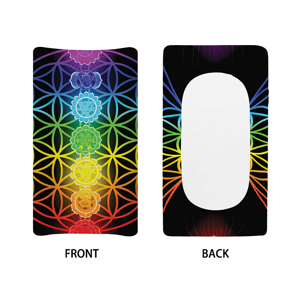 Seven Chakras Flower Of Life Print Changing Pad Cover