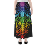 Seven Chakras Flower Of Life Print Chiffon Maxi Skirt