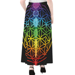 Seven Chakras Flower Of Life Print Chiffon Maxi Skirt