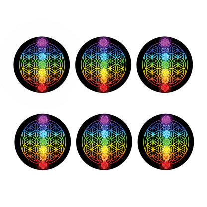 Seven Chakras Flower Of Life Print Coaster Set