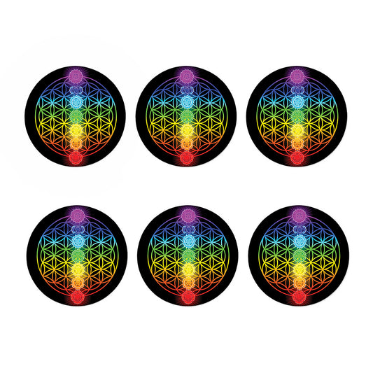 Seven Chakras Flower Of Life Print Coaster Set